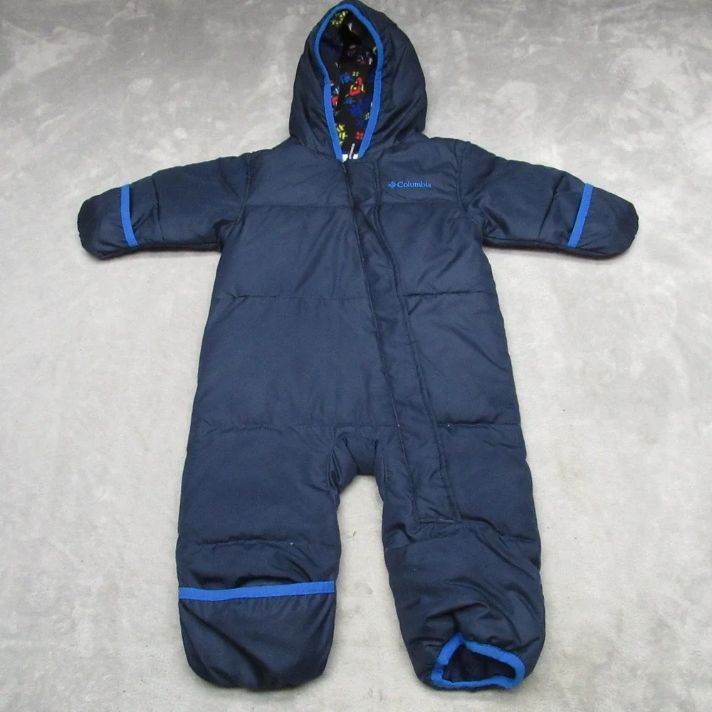 Columbia Snuggly Bunny Down Bunting 6-12 Months Blue Insulated Hooded Snowsuit‎
